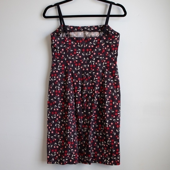 Ann Taylor Loft black with red and pink florals mini dress-2P - Picture 5 of 5